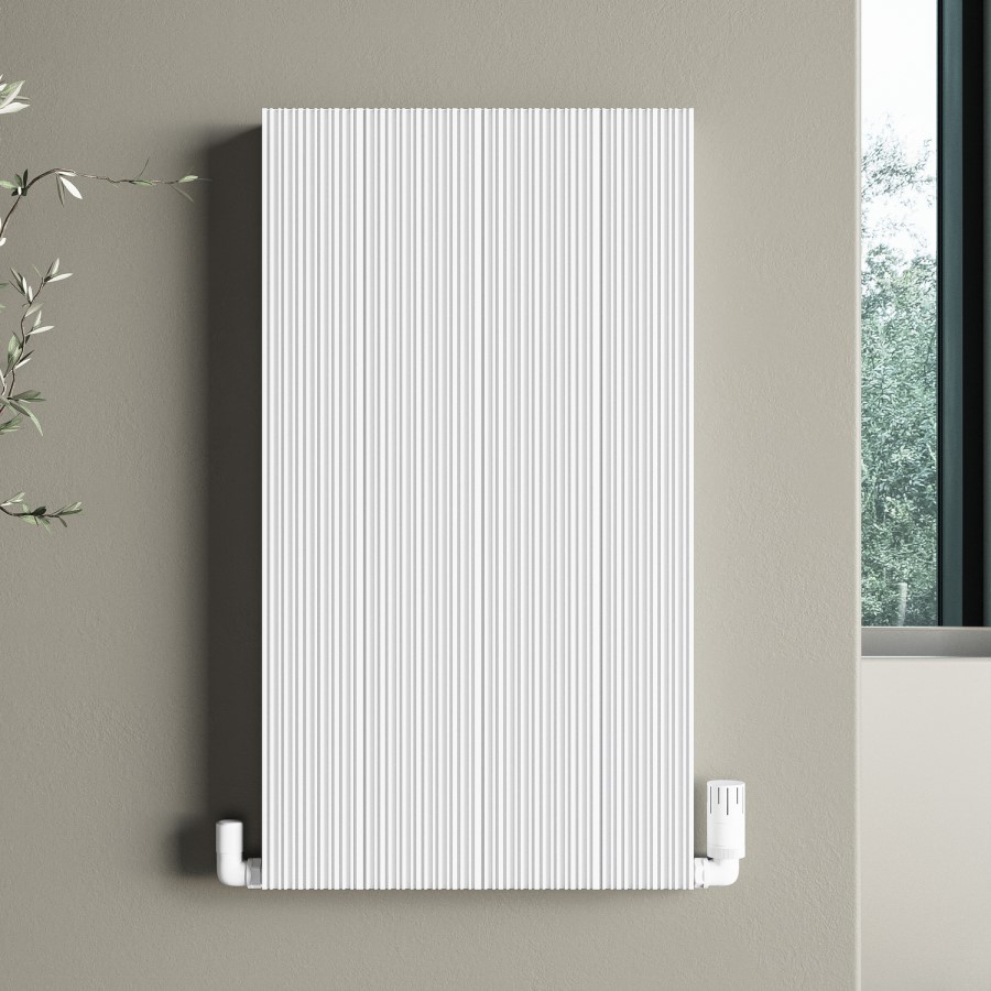 ONLY OPENED - White Designer Fluted Vertical Radiator 800 x 440mm ...