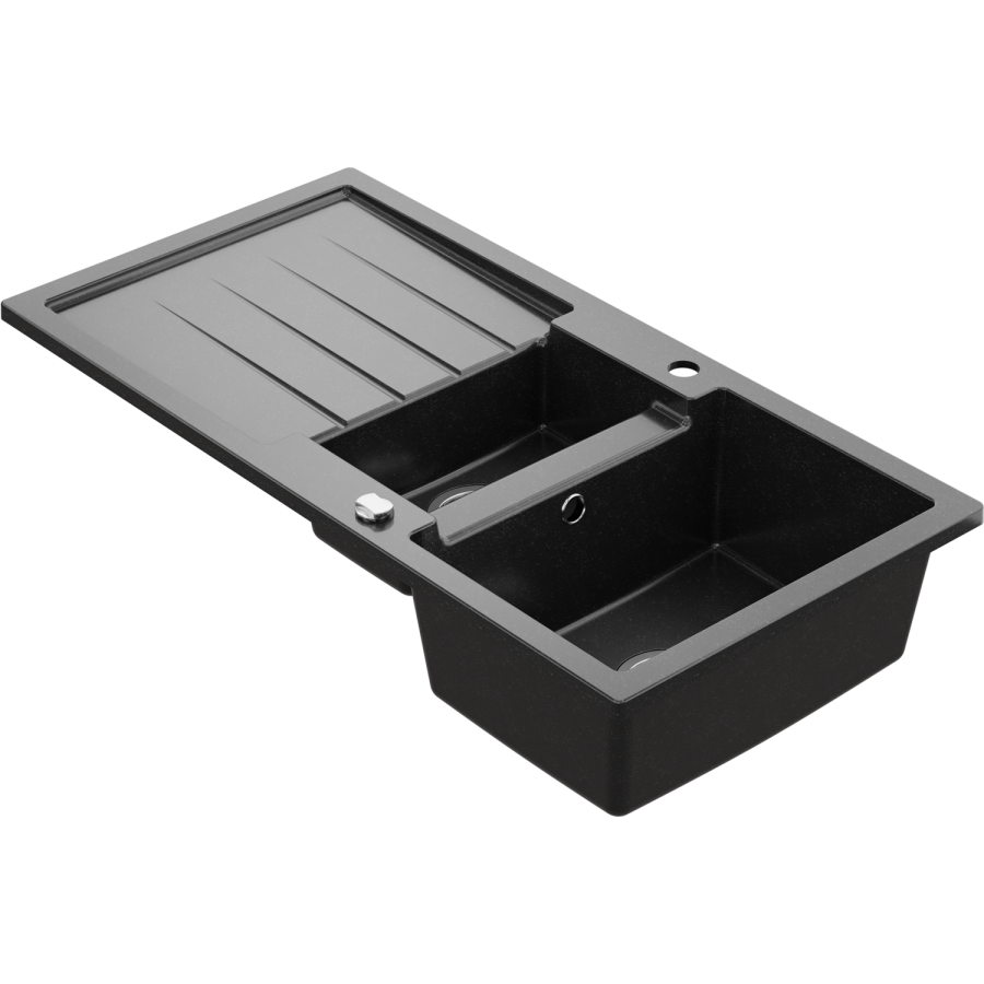 1.5 Bowl Black Inset Granite Composite Kitchen Sink with Reversible Drainer - Enza Laurie