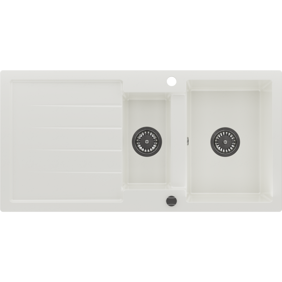 1.5 Bowl White Inset Granite Composite Kitchen Sink with Reversible Drainer - Enza Laurie