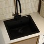 Single Bowl Black Inset Composite Sink with Tap Deck - Enza Laurie