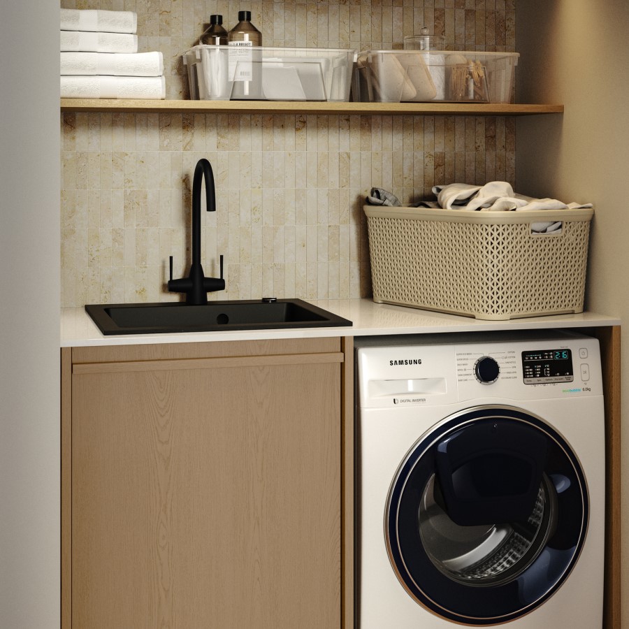 Single Bowl Black Inset Composite Sink with Tap Deck - Enza Laurie