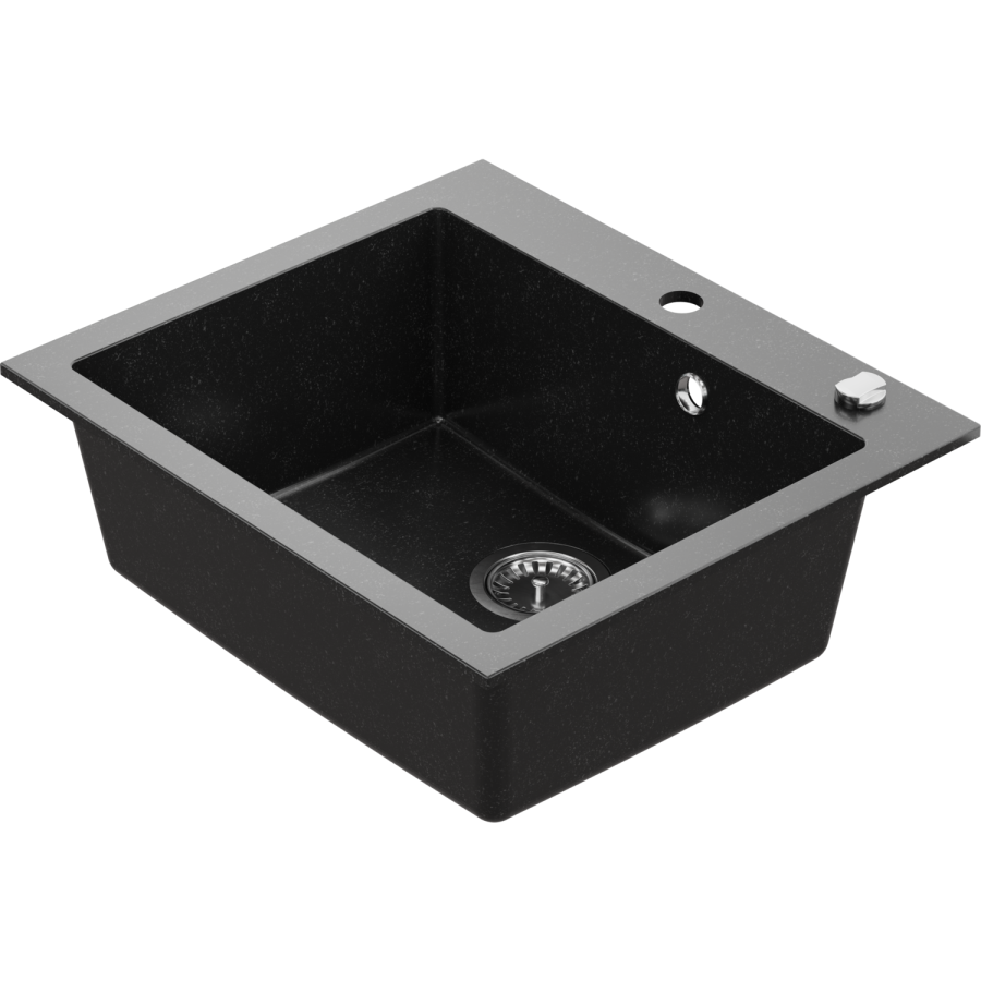 Single Bowl Black Inset Composite Sink with Tap Deck - Enza Laurie