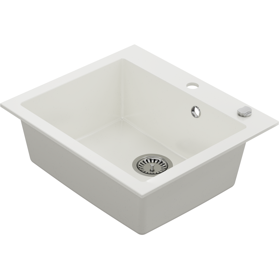 Single Bowl White Inset Composite Sink with Tap Deck - Enza Laurie