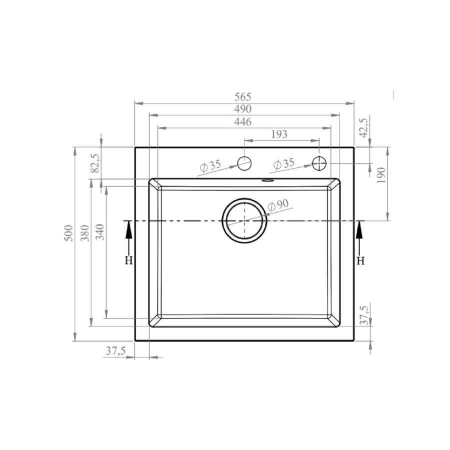 Single Bowl White Inset Composite Sink with Tap Deck - Enza Laurie