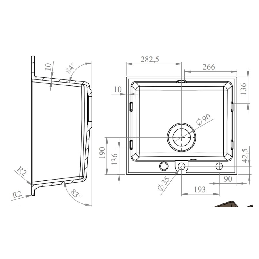Single Bowl White Inset Composite Sink with Tap Deck - Enza Laurie