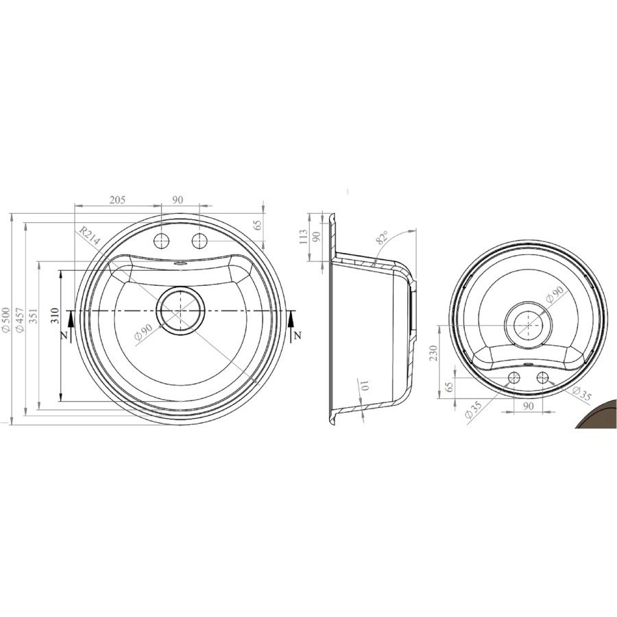 Single Bowl Round Inset Composite Utility/kitchen Sink - Enza Laurie