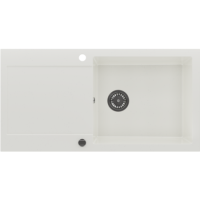 Large 1 Bowl White Inset Granite Composite Kitchen Sink with Reversible Drainer - Enza Laurie