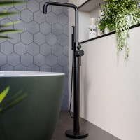 GRADE A2 - Matt Black Freestanding Bath Shower Mixer Tap - Lenton