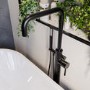 GRADE A2 - Matt Black Freestanding Bath Shower Mixer Tap - Lenton