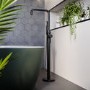 GRADE A2 - Matt Black Freestanding Bath Shower Mixer Tap - Lenton