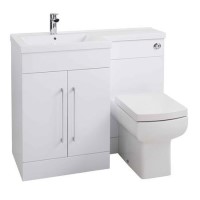 White Vanity WC Unit Left Hand with Mid-Edge Basin Only - W1100mm