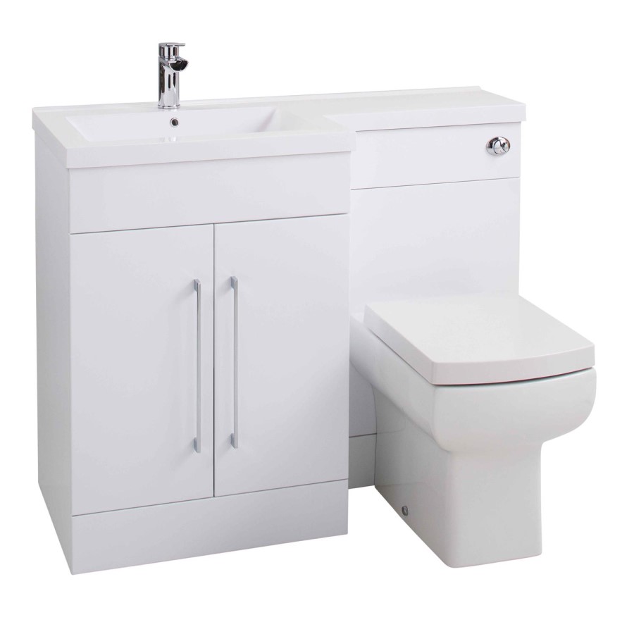 White Vanity WC Unit Left Hand with Mid-Edge Basin Only - W1100mm