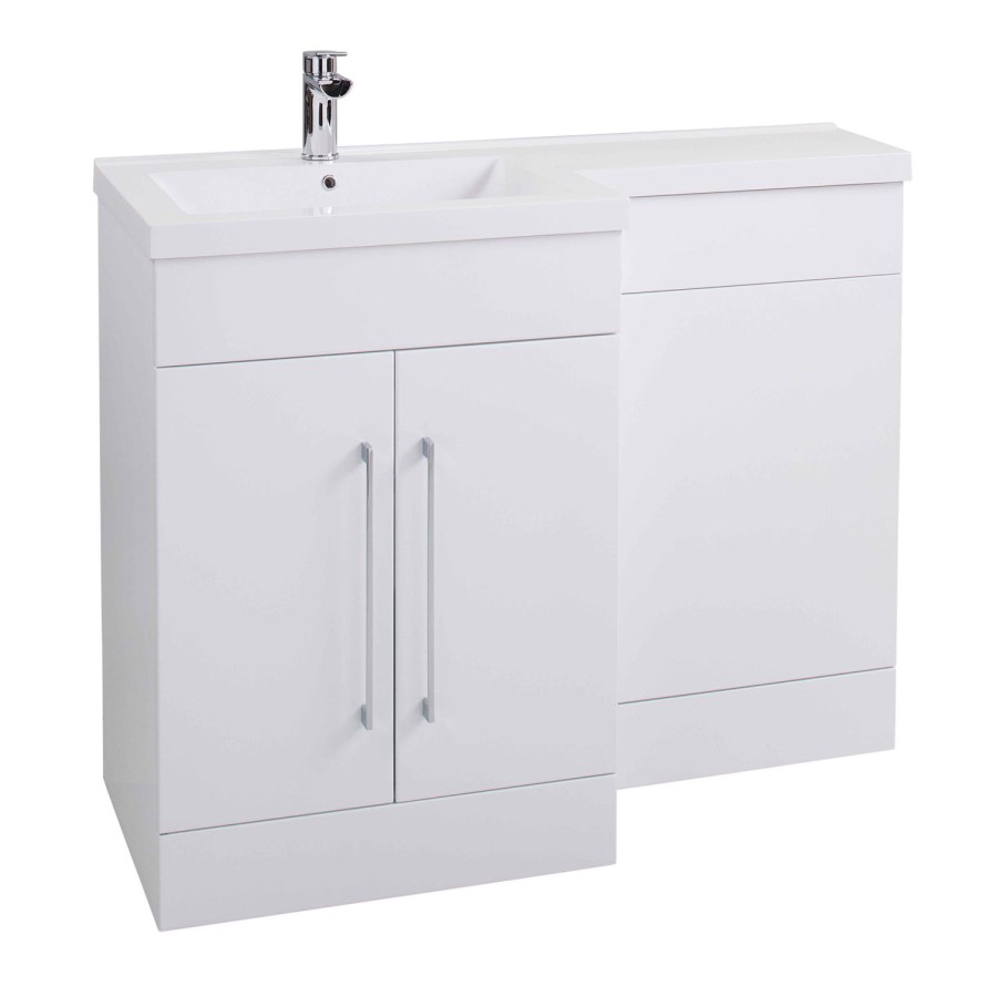 White Vanity WC Unit Left Hand with Mid-Edge Basin Only - W1100mm