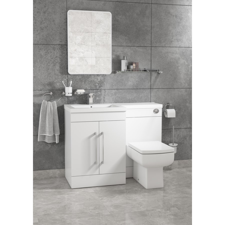 White Vanity WC Unit Left Hand with Mid-Edge Basin Only - W1100mm