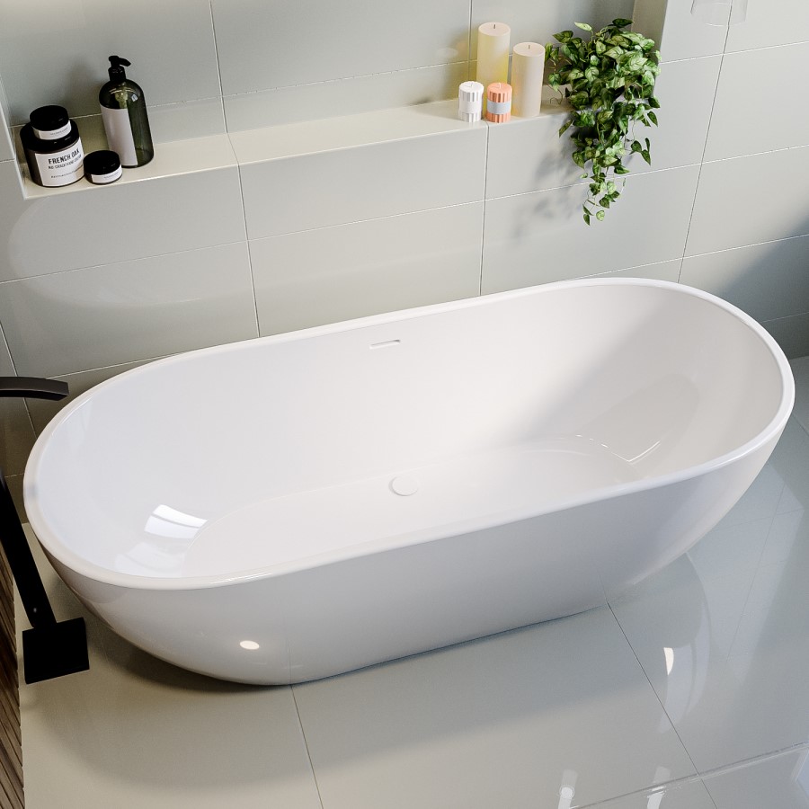 GRADE A1 - Freestanding Double Ended Bath 1800 x 750mm - Lisbon