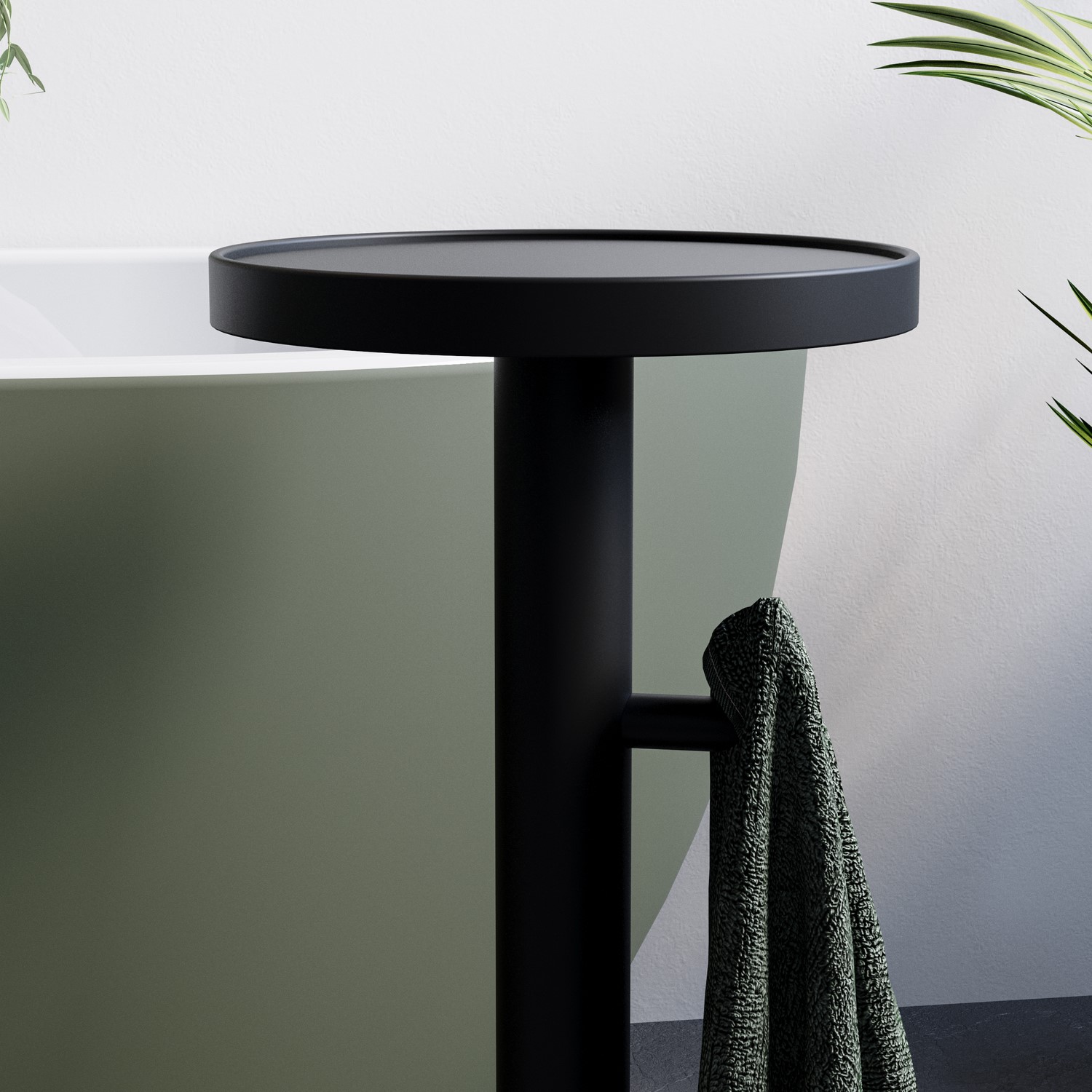 Black Round Bath Table 634mm - Lisbon - Better Bathrooms