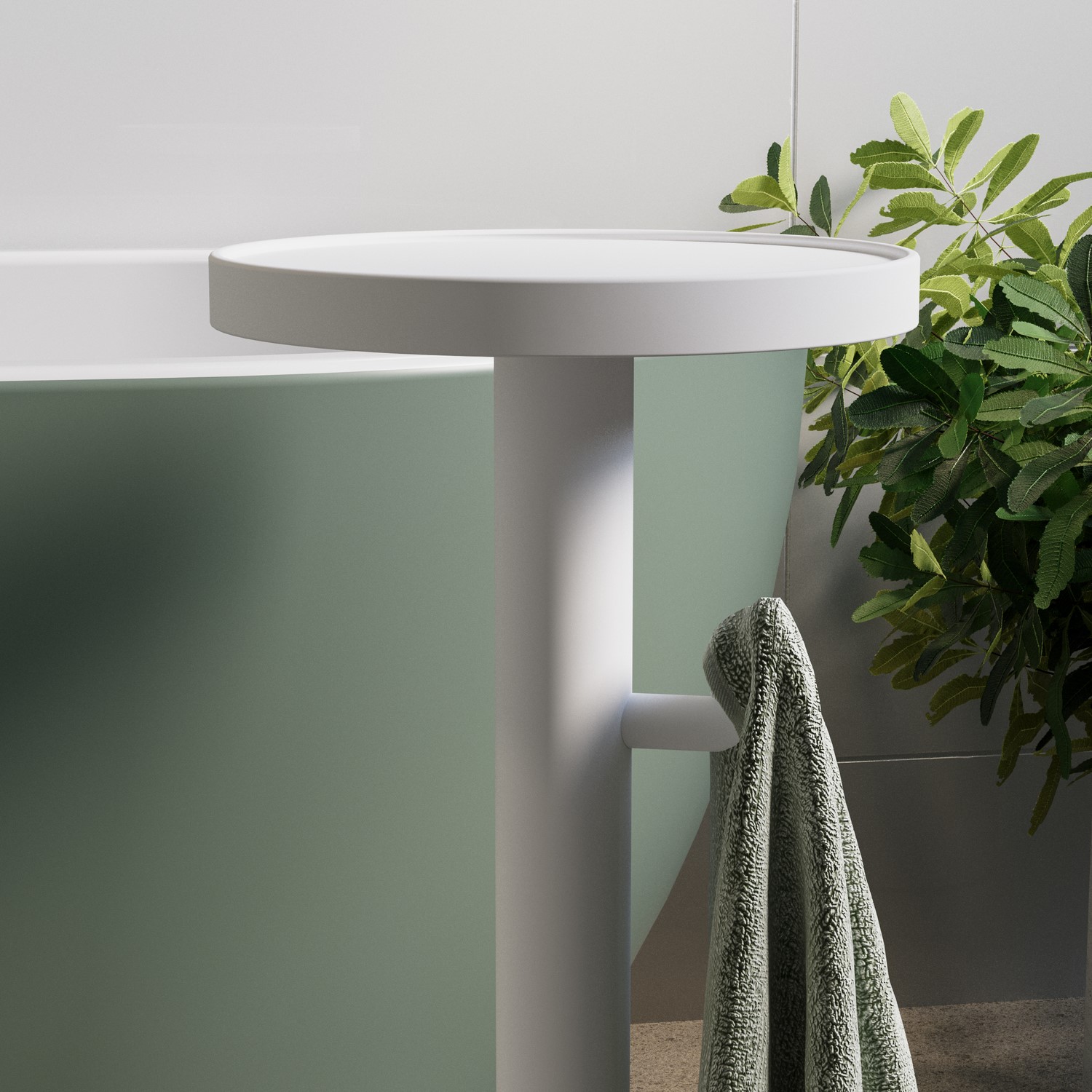 White Round Bath Table 634mm - Lisbon - Better Bathrooms