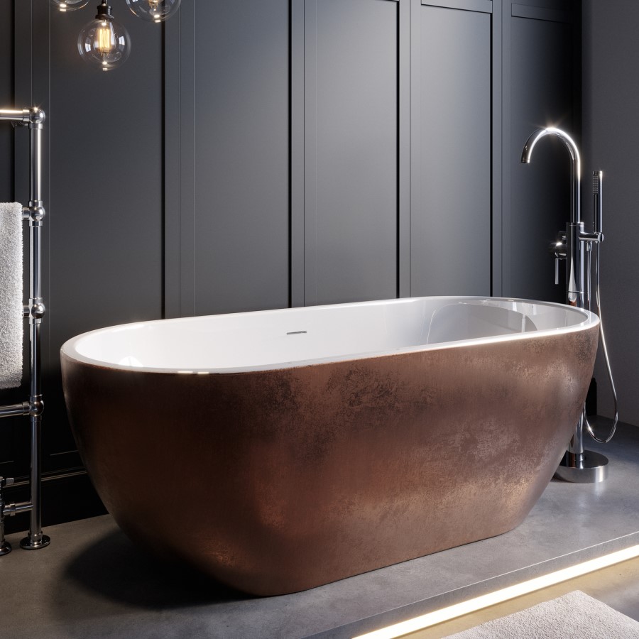 ONLY OPENED - Copper Effect Freestanding Double Ended Bath 1650 x 750mm - Lisbon