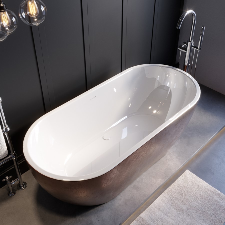 ONLY OPENED - Copper Effect Freestanding Double Ended Bath 1650 x 750mm - Lisbon