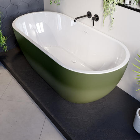 GRADE A1 - Dark Green Freestanding Double Ended Bath 1650 x 750mm - Lisbon