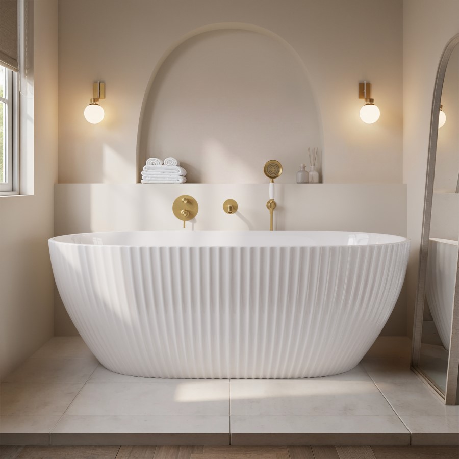 Freestanding Double Ended Fluted Bath 1650 x 750mm - Lisbon