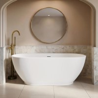 Matt White Freestanding Double Ended Bath with Plinth 1650 x 750mm - Lisbon
