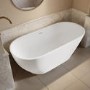Matt White Freestanding Double Ended Bath with Plinth 1650 x 750mm - Lisbon