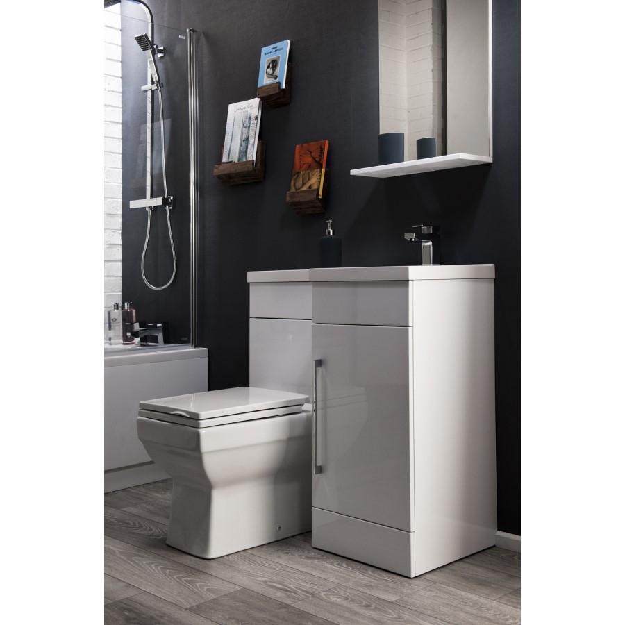 White L-Shaped Basin & WC Unit - W900 x H860mm