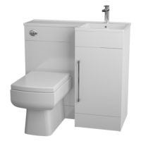 White L-Shaped Thin Edge Basin & WC Unit Right Hand - W900 x H 838mm