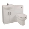 White Left Hand Bathroom Vanity Unit &amp; Basin with Back to Wall Toilet