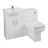 White Bathroom Vanity Unit with Basin &amp; Square Toilet