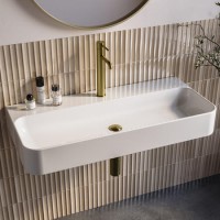 White Rectangular Wall Hung Basin 1020mm - Logan White Rectangular Wall Hung Basin 1020mm - Logan
