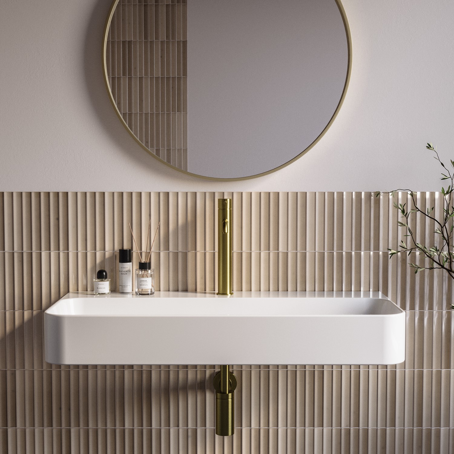 White Rectangular Wall Hung Basin 1020mm - Logan - Better Bathrooms