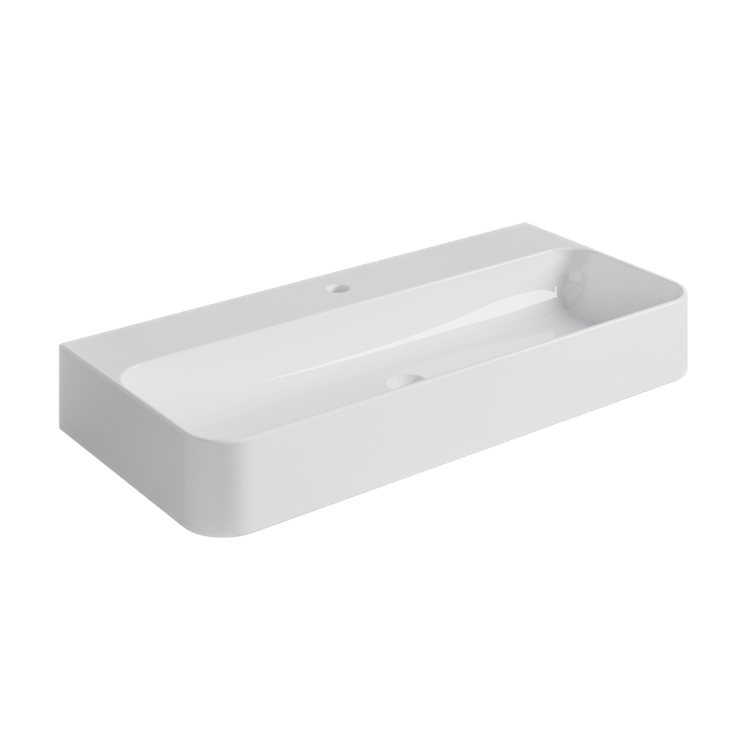 White Rectangular Wall Hung Basin 1020mm - Logan - Better Bathrooms
