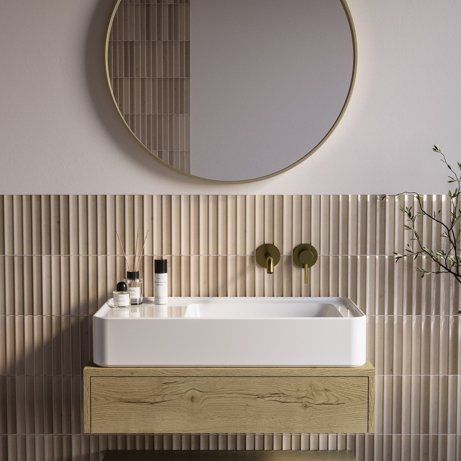 White Rectangular Countertop Basin 765mm - Logan - Better Bathrooms