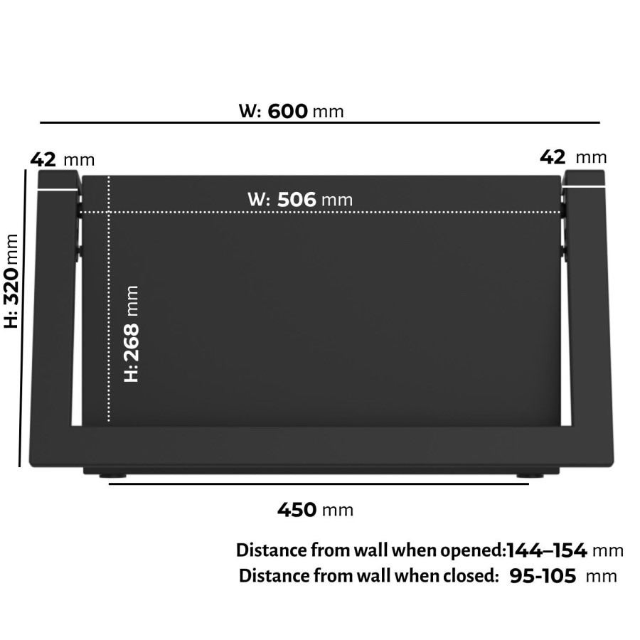 Black Horizontal Panel Radiator with Towel Bar 320 x 600mm - Lomas