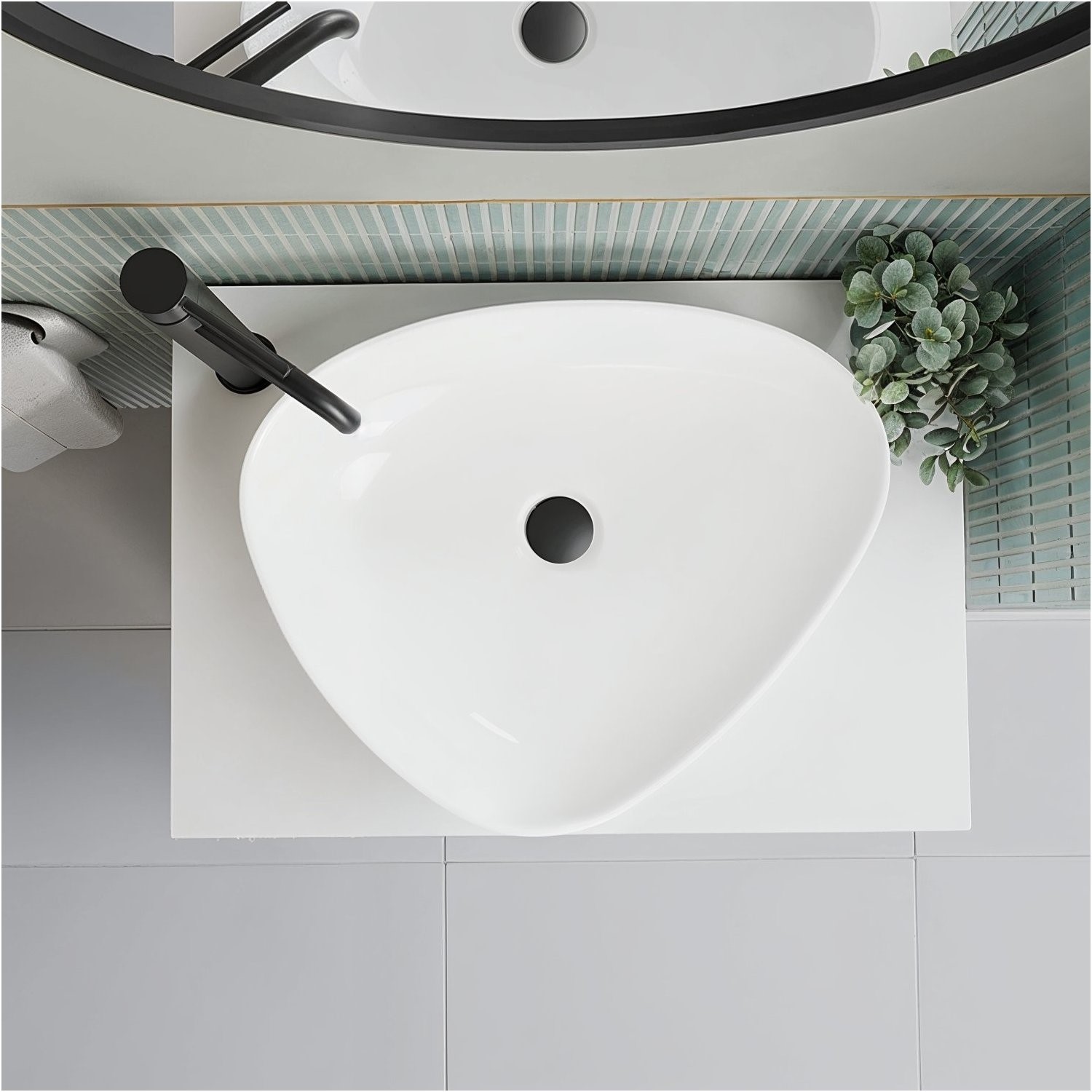 White Triangular Countertop Basin 505mm - Lotus - Better Bathrooms