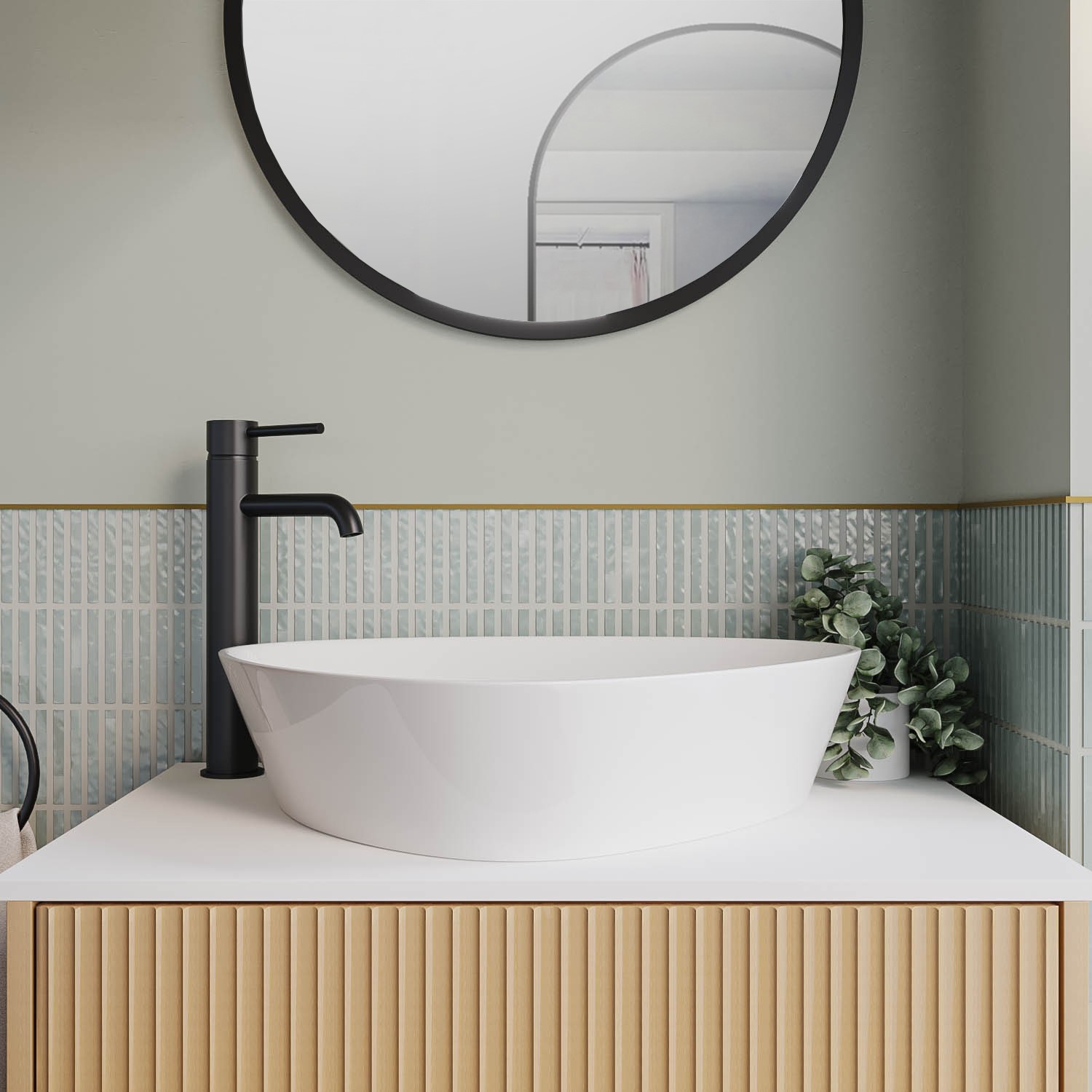 White Triangular Countertop Basin 505mm - Lotus - Better Bathrooms