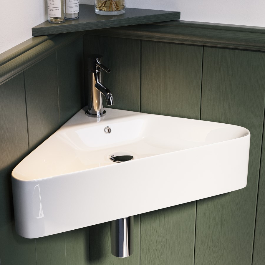 White Wall Hung Corner Basin 560mm - Luca