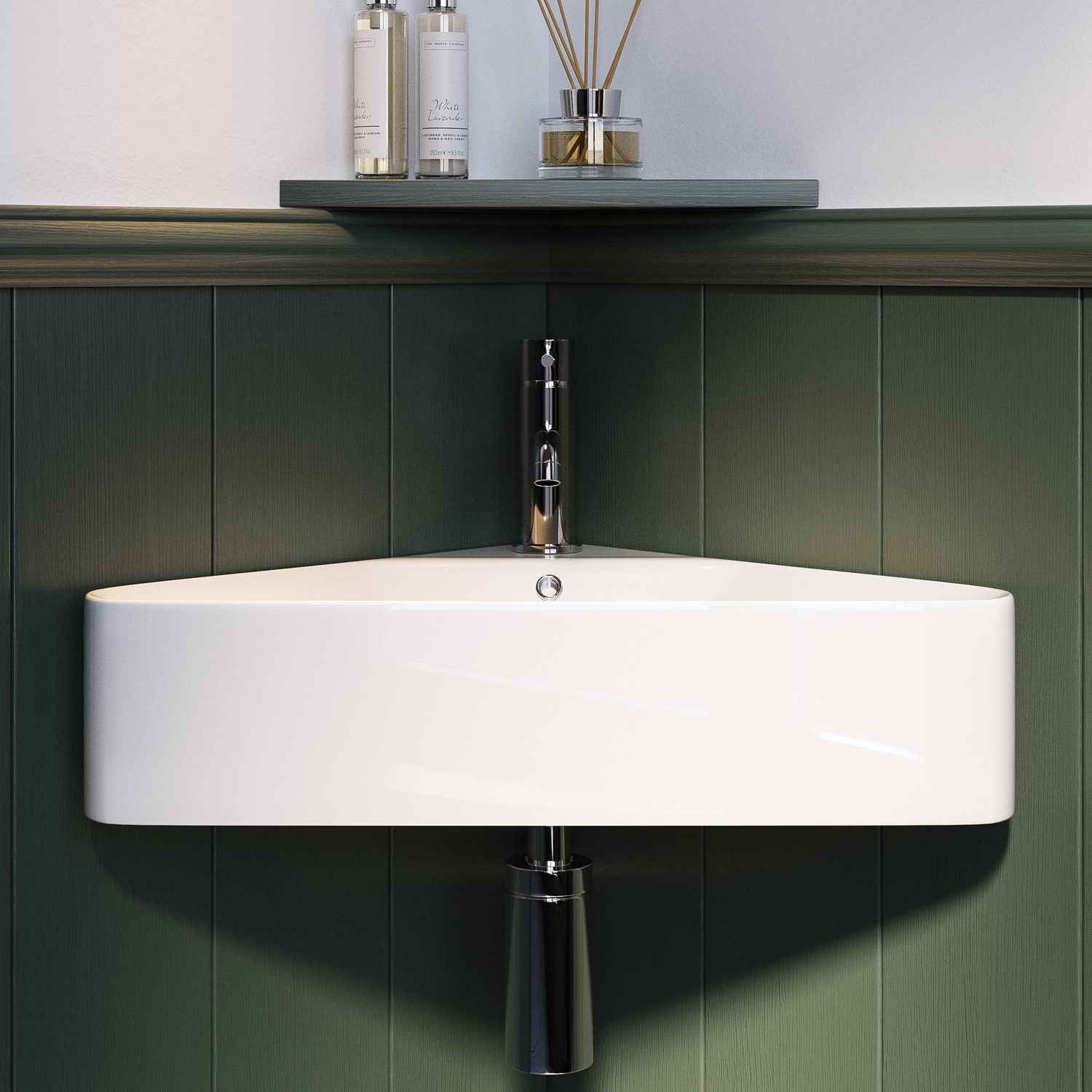 White Wall Hung Corner Basin 560mm - Luca - Better Bathrooms