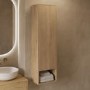 Single Door Oak Wood Effect Wall Mounted Tall Bathroom Cabinet 350 x 1250mm - Lugo