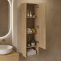 Single Door Oak Wood Effect Wall Mounted Tall Bathroom Cabinet 350 x 1250mm - Lugo