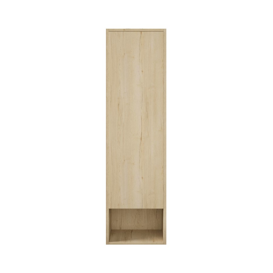 Single Door Oak Wood Effect Wall Mounted Tall Bathroom Cabinet 350 x 1250mm - Lugo