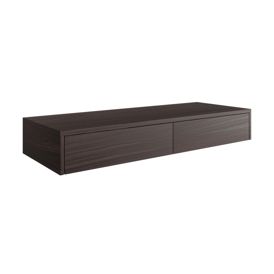1200mm Walnut Wall Hung Countertop Vanity Unit with Square Basin - Lugo