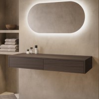 1200mm Walnut Wood Effect Wall Hung Double Countertop Vanity Unit - Lugo