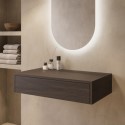A1/LUGOW800 GRADE A1 - 800mm Walnut Wood Effect Wall Hung Countertop Vanity Unit - Lugo
