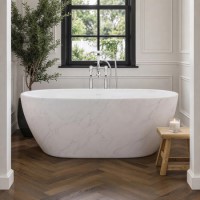 Marble Effect Freestanding Double Ended Bath 1700 x 850mm - Lumo