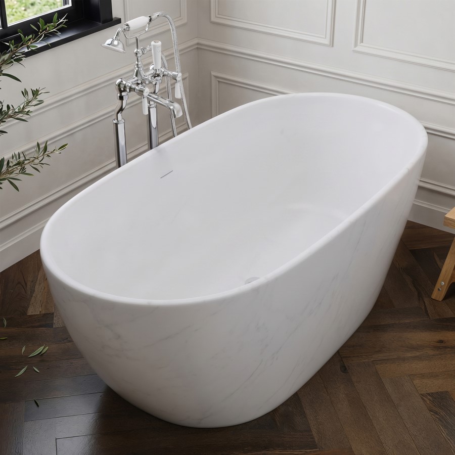 Marble Effect Freestanding Double Ended Bath 1700 x 850mm - Lumo