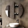 Round Backlit Heated Bathroom Mirror with Lights & Black Shelves 800mm – Luna