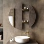 Round Backlit Heated Bathroom Mirror with Lights & Brass Shelves 800mm - Luna